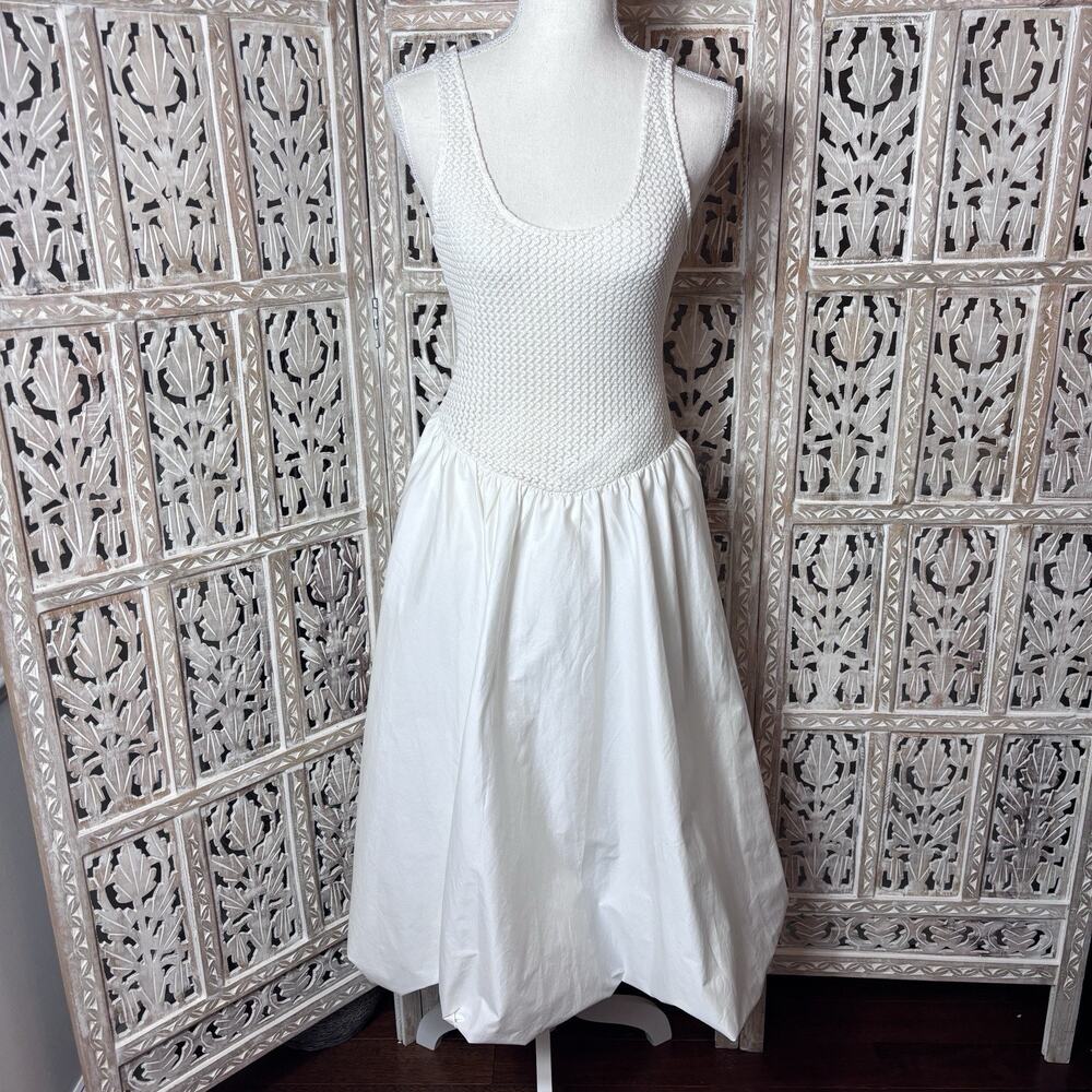 ASTR The Label Sleeveless Knit Bodice Bubble Hem Cotton Midi Dress Size SMALL